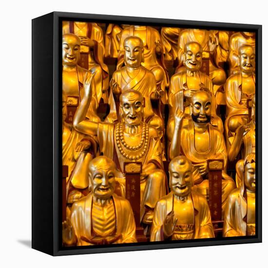 China 10MKm2 Collection - Gold Buddhist Statue in Longhua Temple-Philippe Hugonnard-Framed Stretched Canvas