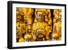 China 10MKm2 Collection - Gold Buddhist Statues in Longhua Temple-Philippe Hugonnard-Framed Photographic Print