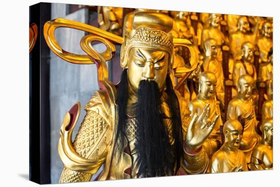 China 10MKm2 Collection - Gold Buddhist Statues in Longhua Temple-Philippe Hugonnard-Stretched Canvas