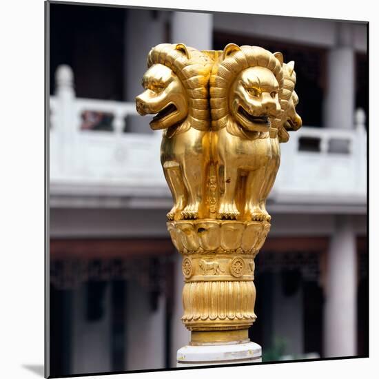 China 10MKm2 Collection - Golden Chinese Lion Statue Jing An Temple - Shanghai-Philippe Hugonnard-Mounted Photographic Print