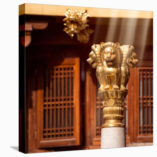 China 10MKm2 Collection - Golden Chinese Lion Statue Jing An Temple - Shanghai-Philippe Hugonnard-Stretched Canvas