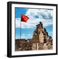 China 10MKm2 Collection - Great Wall with the Chinise Flag-Philippe Hugonnard-Framed Photographic Print