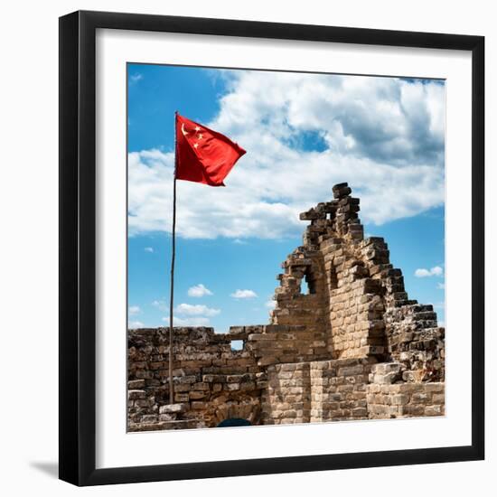 China 10MKm2 Collection - Great Wall with the Chinise Flag-Philippe Hugonnard-Framed Photographic Print