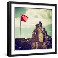 China 10MKm2 Collection - Great Wall with the Chinise Flag-Philippe Hugonnard-Framed Photographic Print