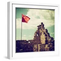 China 10MKm2 Collection - Great Wall with the Chinise Flag-Philippe Hugonnard-Framed Photographic Print