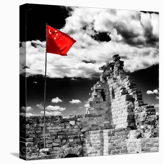 China 10MKm2 Collection - Great Wall with the Chinise Flag-Philippe Hugonnard-Stretched Canvas