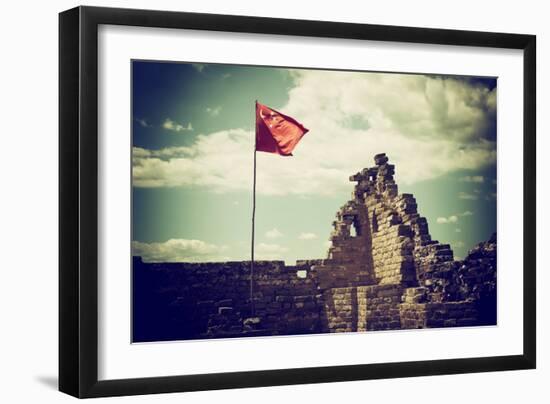 China 10MKm2 Collection - Great Wall with the Chinise Flag-Philippe Hugonnard-Framed Photographic Print