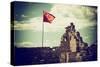 China 10MKm2 Collection - Great Wall with the Chinise Flag-Philippe Hugonnard-Stretched Canvas