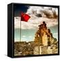 China 10MKm2 Collection - Great Wall with the Chinise Flag-Philippe Hugonnard-Framed Stretched Canvas