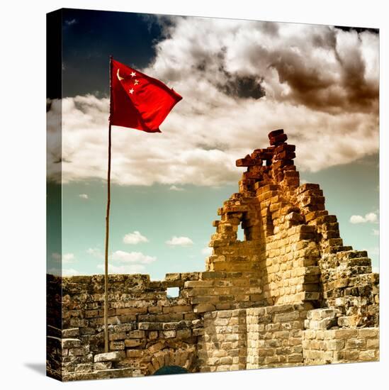 China 10MKm2 Collection - Great Wall with the Chinise Flag-Philippe Hugonnard-Stretched Canvas