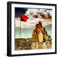 China 10MKm2 Collection - Great Wall with the Chinise Flag-Philippe Hugonnard-Framed Photographic Print