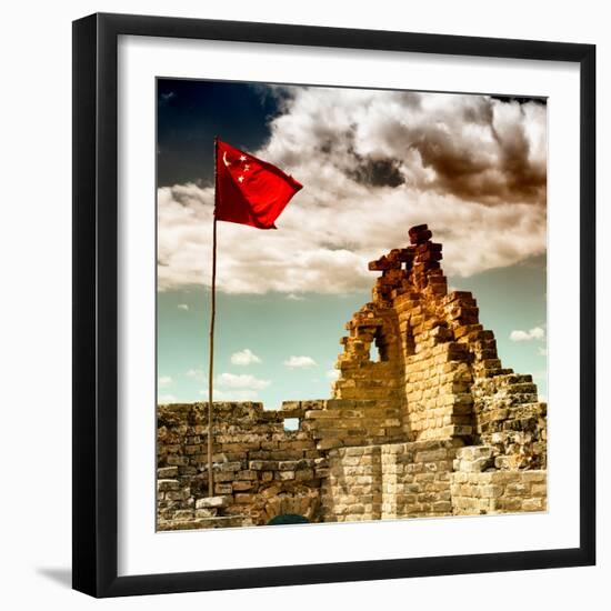 China 10MKm2 Collection - Great Wall with the Chinise Flag-Philippe Hugonnard-Framed Photographic Print