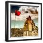 China 10MKm2 Collection - Great Wall with the Chinise Flag-Philippe Hugonnard-Framed Photographic Print