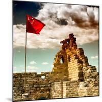 China 10MKm2 Collection - Great Wall with the Chinise Flag-Philippe Hugonnard-Mounted Photographic Print