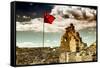 China 10MKm2 Collection - Great Wall with the Chinise Flag-Philippe Hugonnard-Framed Stretched Canvas