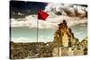 China 10MKm2 Collection - Great Wall with the Chinise Flag-Philippe Hugonnard-Stretched Canvas