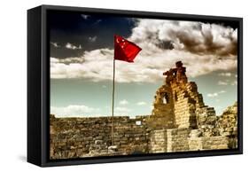 China 10MKm2 Collection - Great Wall with the Chinise Flag-Philippe Hugonnard-Framed Stretched Canvas