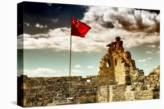 China 10MKm2 Collection - Great Wall with the Chinise Flag-Philippe Hugonnard-Stretched Canvas