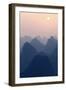 China 10MKm2 Collection - Karst Mountains at Pastel Sunset - Yangshuo-Philippe Hugonnard-Framed Photographic Print