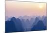 China 10MKm2 Collection - Karst Mountains at Pastel Sunset - Yangshuo-Philippe Hugonnard-Mounted Photographic Print