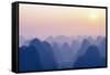 China 10MKm2 Collection - Karst Mountains at Pastel Sunset - Yangshuo-Philippe Hugonnard-Framed Stretched Canvas