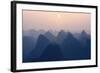 China 10MKm2 Collection - Karst Mountains at Pastel Sunset - Yangshuo-Philippe Hugonnard-Framed Photographic Print