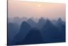 China 10MKm2 Collection - Karst Mountains at Pastel Sunset - Yangshuo-Philippe Hugonnard-Stretched Canvas