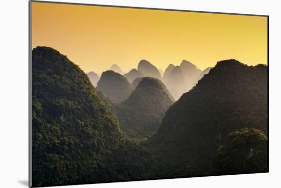 China 10MKm2 Collection - Karst Mountains at sunset - Yangshuo-Philippe Hugonnard-Mounted Photographic Print