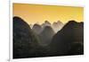 China 10MKm2 Collection - Karst Mountains at sunset - Yangshuo-Philippe Hugonnard-Framed Photographic Print