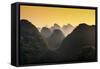 China 10MKm2 Collection - Karst Mountains at sunset - Yangshuo-Philippe Hugonnard-Framed Stretched Canvas