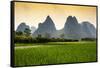 China 10MKm2 Collection - Karst Mountains at sunset - Yangshuo-Philippe Hugonnard-Framed Stretched Canvas