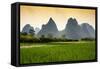 China 10MKm2 Collection - Karst Mountains at sunset - Yangshuo-Philippe Hugonnard-Framed Stretched Canvas