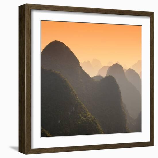 China 10MKm2 Collection - Karst Mountains at Sunset - Yangshuo-Philippe Hugonnard-Framed Photographic Print