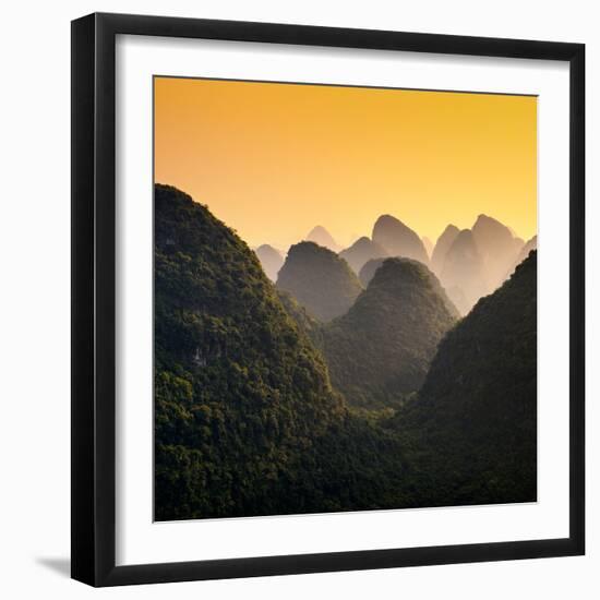 China 10MKm2 Collection - Karst Mountains at Sunset - Yangshuo-Philippe Hugonnard-Framed Photographic Print