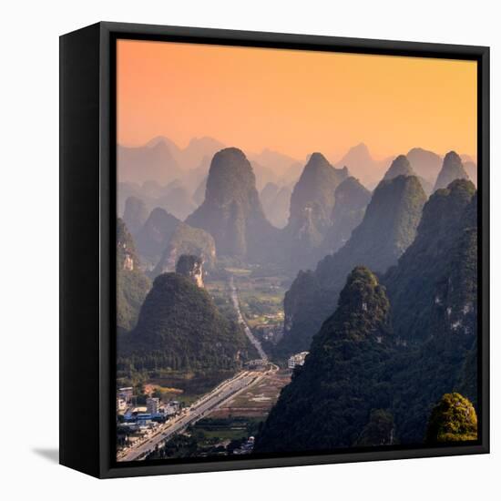 China 10MKm2 Collection - Karst Mountains at Sunset - Yangshuo-Philippe Hugonnard-Framed Stretched Canvas
