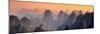 China 10MKm2 Collection - Karst Mountains at sunset - Yangshuo-Philippe Hugonnard-Mounted Photographic Print