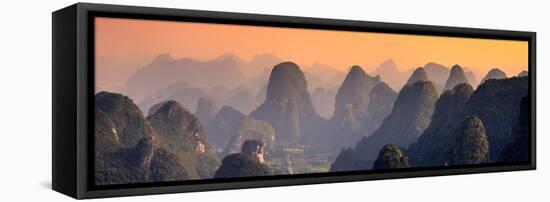 China 10MKm2 Collection - Karst Mountains at sunset - Yangshuo-Philippe Hugonnard-Framed Stretched Canvas