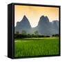 China 10MKm2 Collection - Karst Mountains at sunset - Yangshuo-Philippe Hugonnard-Framed Stretched Canvas