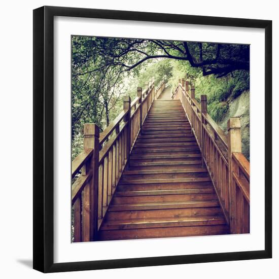 China 10MKm2 Collection - Mountain Woooden Staircase-Philippe Hugonnard-Framed Photographic Print