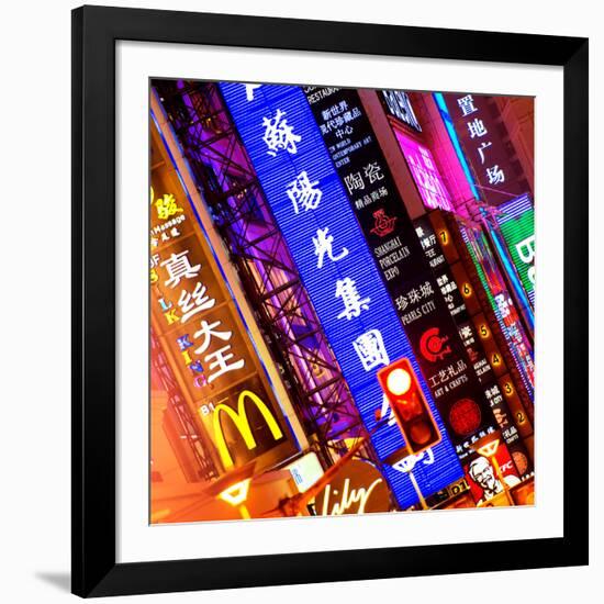 China 10MKm2 Collection - Neon Signs in Nanjing Lu - Shanghai-Philippe Hugonnard-Framed Photographic Print