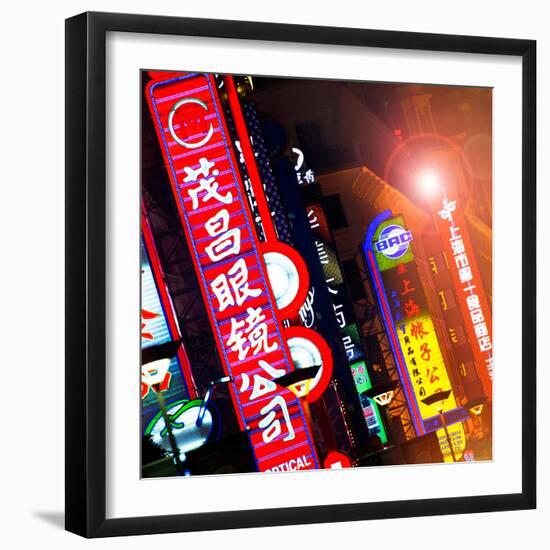 China 10MKm2 Collection - Neon Signs in Nanjing Lu - Shanghai-Philippe Hugonnard-Framed Photographic Print