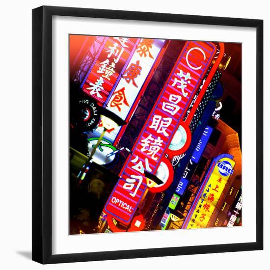 China 10MKm2 Collection - Neon Signs in Nanjing Lu - Shanghai-Philippe Hugonnard-Framed Premium Photographic Print