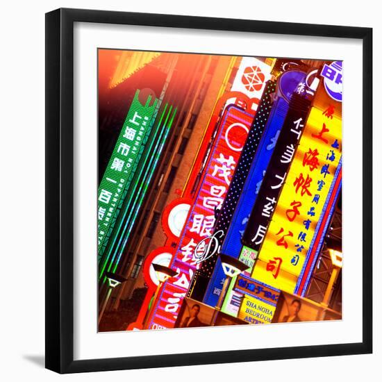 China 10MKm2 Collection - Neon Signs in Nanjing Lu - Shanghai-Philippe Hugonnard-Framed Photographic Print