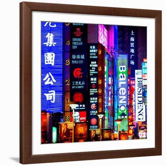 China 10MKm2 Collection - Neon Signs in Nanjing Lu - Shanghai-Philippe Hugonnard-Framed Photographic Print