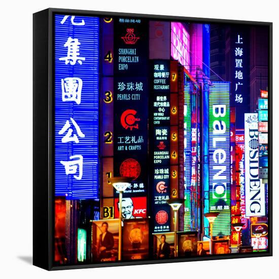 China 10MKm2 Collection - Neon Signs in Nanjing Lu - Shanghai-Philippe Hugonnard-Framed Stretched Canvas