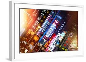 China 10MKm2 Collection - Neon Signs in Nanjing Lu - Shanghai-Philippe Hugonnard-Framed Photographic Print