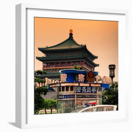 China 10MKm2 Collection - Police and the Bell Tower - Xi'an City-Philippe Hugonnard-Framed Photographic Print