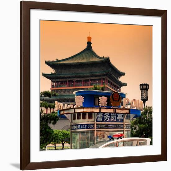 China 10MKm2 Collection - Police and the Bell Tower - Xi'an City-Philippe Hugonnard-Framed Photographic Print