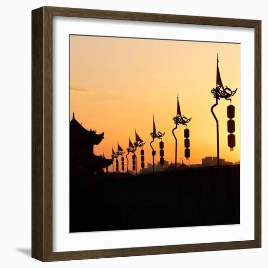 China 10MKm2 Collection - Shadows of the City Walls at sunset - Xi'an City-Philippe Hugonnard-Framed Photographic Print