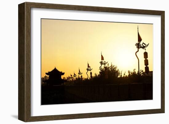 China 10MKm2 Collection - Shadows of the City Walls at sunset - Xi'an City-Philippe Hugonnard-Framed Photographic Print